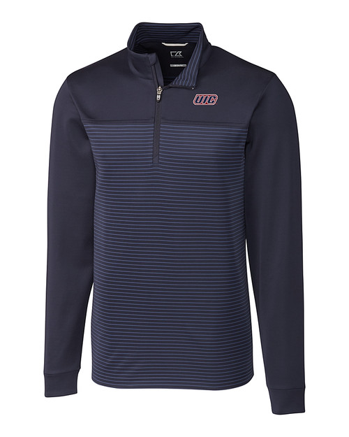 UIC Flames Cutter & Buck Traverse Stretch Eco Stripe Quarter Zip Mens Big and Tall Pullover