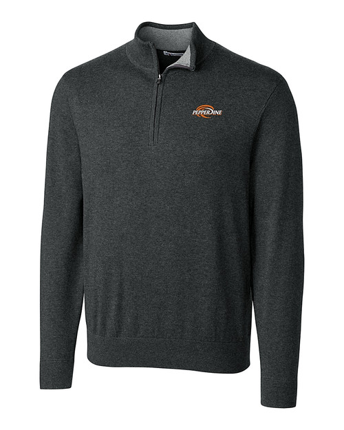 Pepperdine Waves Cutter & Buck Lakemont Tri-Blend Mens Big and Tall Quarter Zip Pullover Sweater