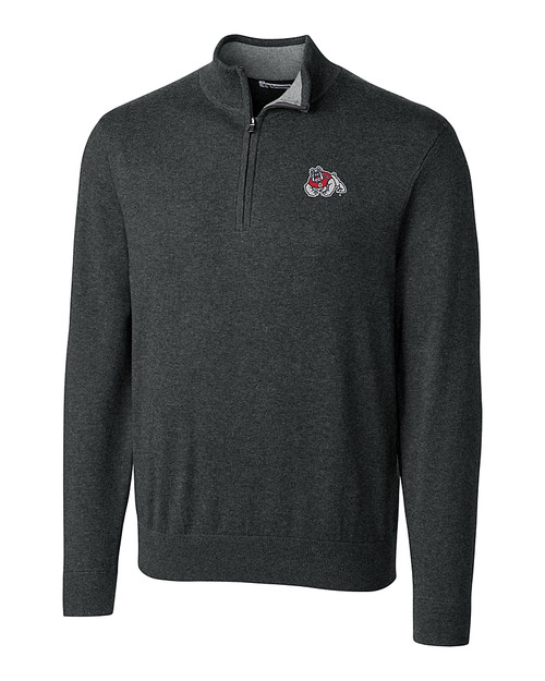 Fresno State Bulldogs Cutter & Buck Lakemont Tri-Blend Mens Big and Tall Quarter Zip Pullover Sweater