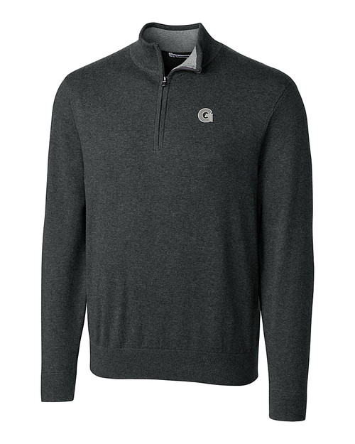 Georgetown Hoyas Cutter & Buck Lakemont Tri-Blend Mens Big and Tall Quarter Zip Pullover Sweater