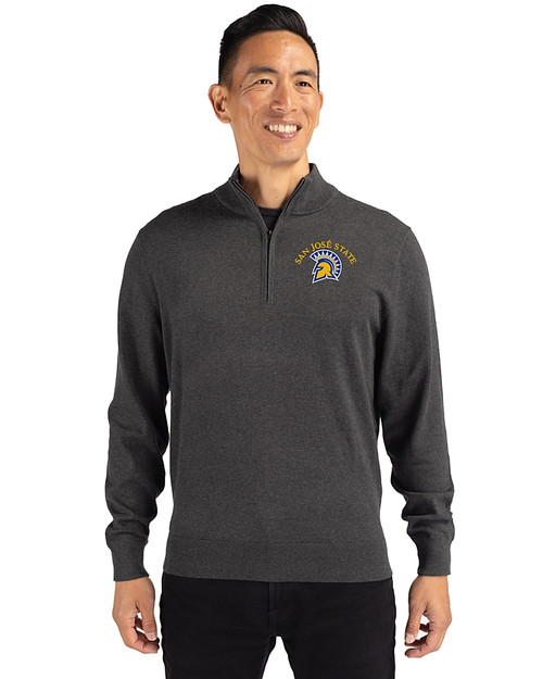 San Jose State Spartans Cutter & Buck Lakemont Tri-Blend Mens Big and Tall Quarter Zip Pullover Sweater