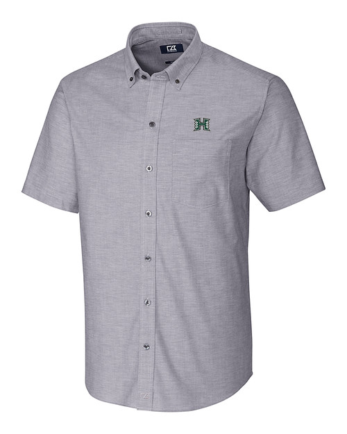Hawaii Warriors Cutter & Buck Stretch Oxford Mens Big and Tall Short Sleeve Dress Shirt