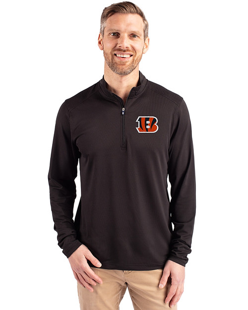 Cincinnati Bengals Cutter & Buck Virtue Eco Pique Recycled Quarter Zip Mens Big & Tall Pullover