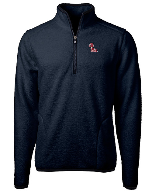 Ole Miss Rebels Cutter & Buck Cascade Eco Sherpa Fleece Mens Big & Tall Quarter Zip Jacket