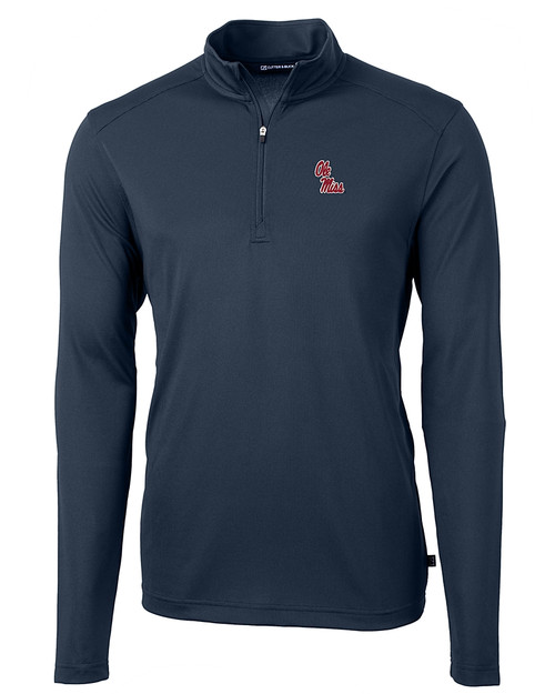 Ole Miss Rebels Cutter & Buck Virtue Eco Pique Recycled Quarter Zip Mens Big & Tall Pullover