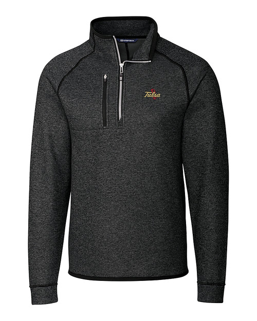 Tulsa Golden Hurricane Cutter & Buck Mainsail Sweater-Knit Mens Big and Tall Half Zip Pullover Jacket