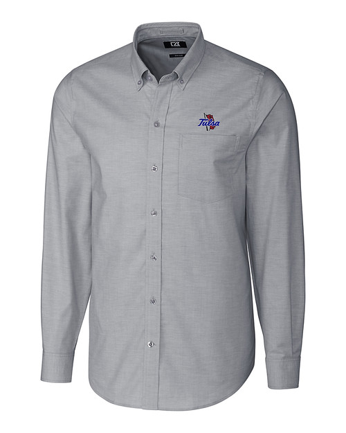 Tulsa Golden Hurricane Cutter & Buck Stretch Oxford Mens Big and Tall Long Sleeve Dress Shirt