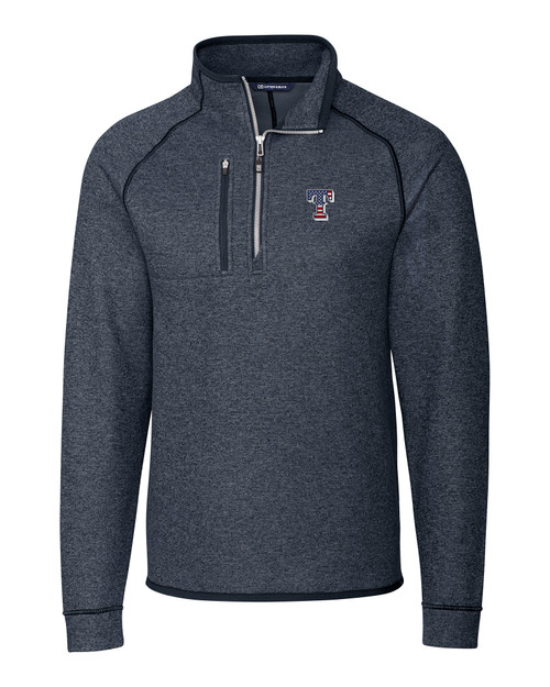 Texas Rangers Stars & Stripes Cutter & Buck Mainsail Sweater-Knit Mens Big and Tall Half Zip Pullover Jacket