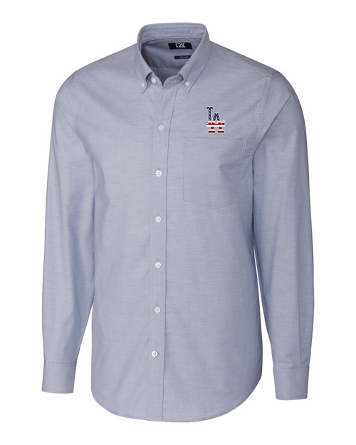 Los Angeles Dodgers Stars & Stripes Cutter & Buck Stretch Oxford Mens Big and Tall Long Sleeve Dress Shirt