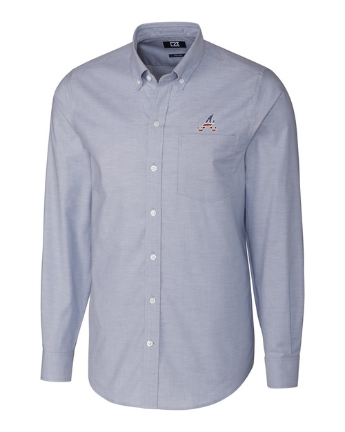 Atlanta Braves Stars & Stripes Cutter & Buck Stretch Oxford Mens Big and Tall Long Sleeve Dress Shirt