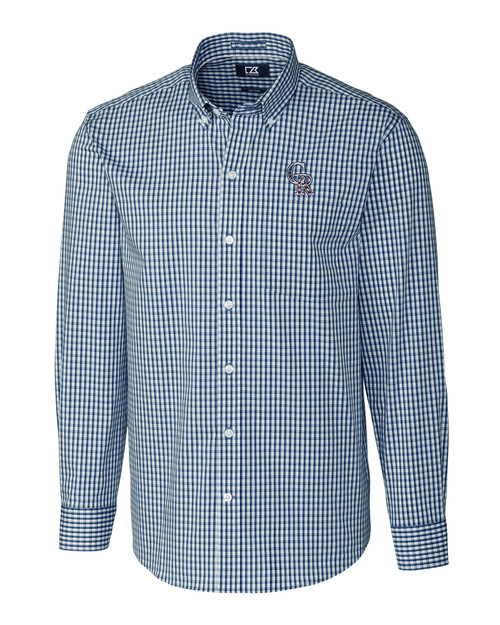 Colorado Rockies Stars & Stripes Cutter & Buck Easy Care Stretch Gingham Mens Big and Tall Long Sleeve Dress Shirt