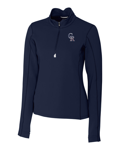 Colorado Rockies Stars & Stripes Cutter & Buck Traverse Stretch Eco Quarter Zip Womens Pullover
