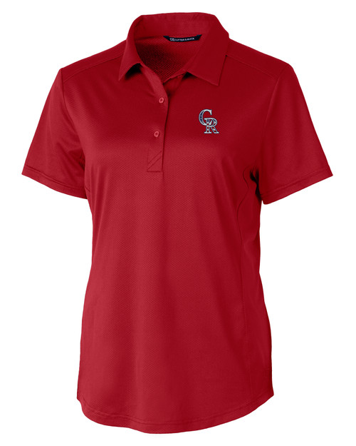 Colorado Rockies Stars & Stripes Cutter & Buck Prospect Eco Textured Stretch Recycled Womens Short Sleeve Polo