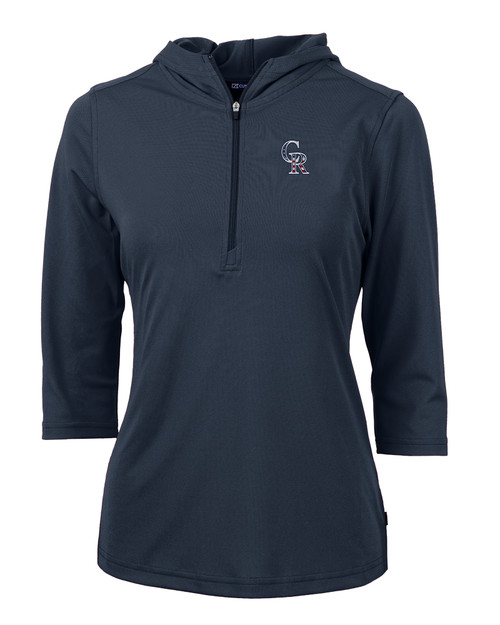 Colorado Rockies Stars & Stripes Cutter & Buck Virtue Eco Pique Recycled Half Zip Pullover Womens Hoodie