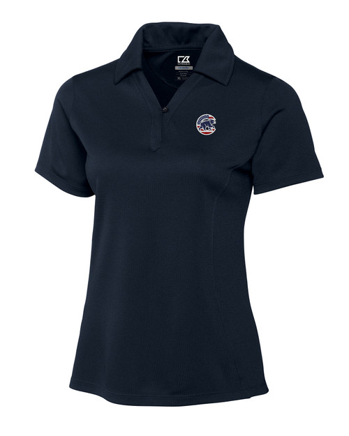 Chicago Cubs Stars & Stripes Cutter & Buck Genre Textured Solid Womens Polo