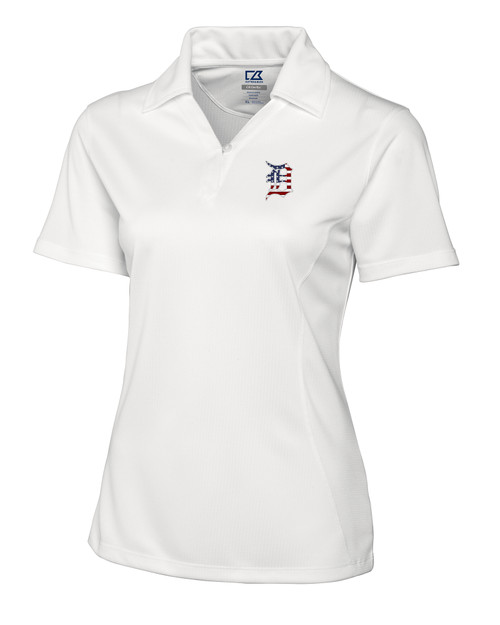 Detroit Tigers Stars & Stripes Cutter & Buck Genre Textured Solid Womens Polo