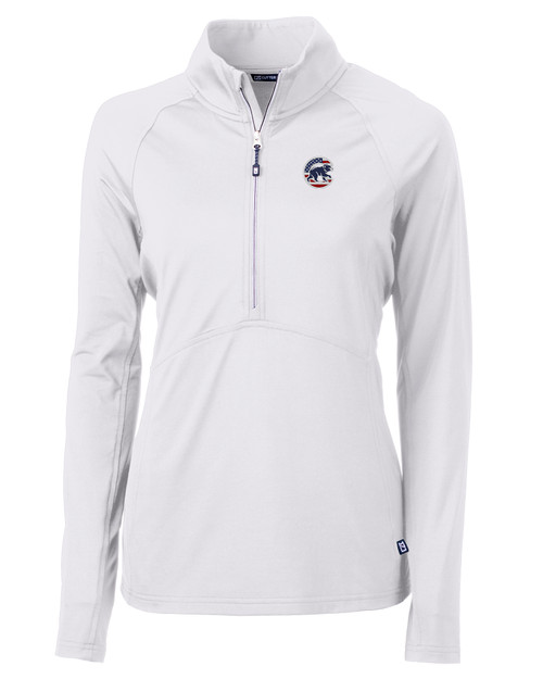 Chicago Cubs Stars & Stripes Cutter & Buck Adapt Eco Knit Stretch Recycled Womens Half Zip Pullover