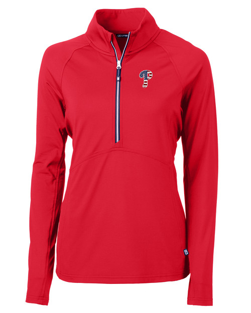 Philadelphia Phillies Stars & Stripes Cutter & Buck Adapt Eco Knit Stretch Recycled Womens Half Zip Pullover