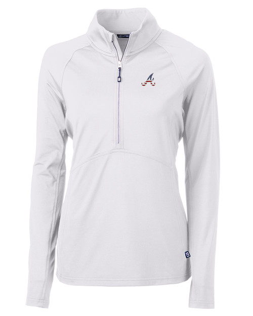 Atlanta Braves Stars & Stripes Cutter & Buck Adapt Eco Knit Stretch Recycled Womens Half Zip Pullover