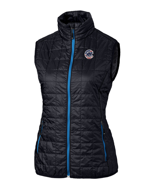 Chicago Cubs Stars & Stripes Cutter & Buck Rainier PrimaLoft® Womens Eco Insulated Full Zip Puffer Vest