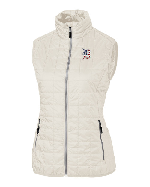 Detroit Tigers Stars & Stripes Cutter & Buck Rainier PrimaLoft® Womens Eco Insulated Full Zip Puffer Vest
