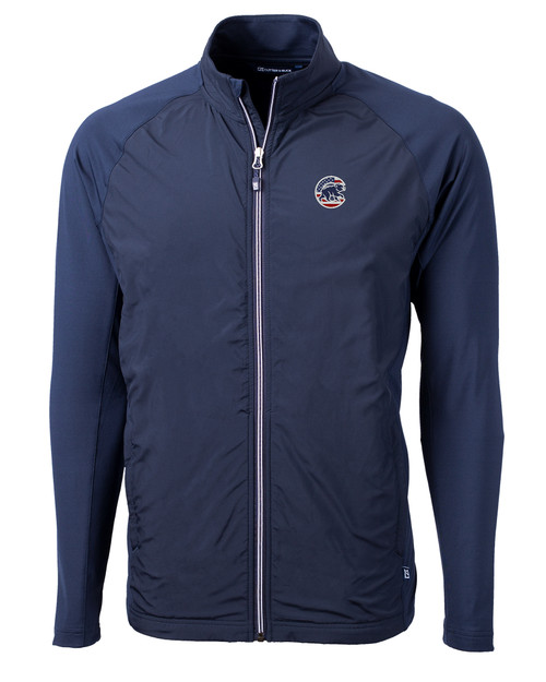 Chicago Cubs Stars & Stripes Cutter & Buck Adapt Eco Knit Hybrid Recycled Mens Full Zip Jacket