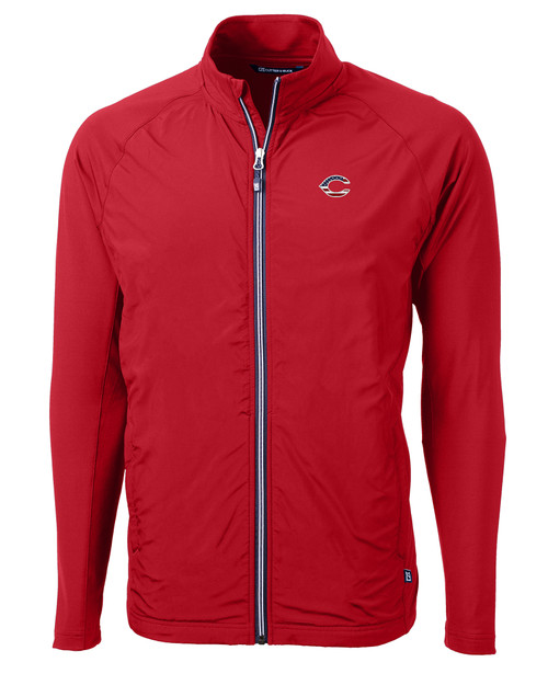 Cincinnati Reds Stars & Stripes Cutter & Buck Adapt Eco Knit Hybrid Recycled Mens Full Zip Jacket