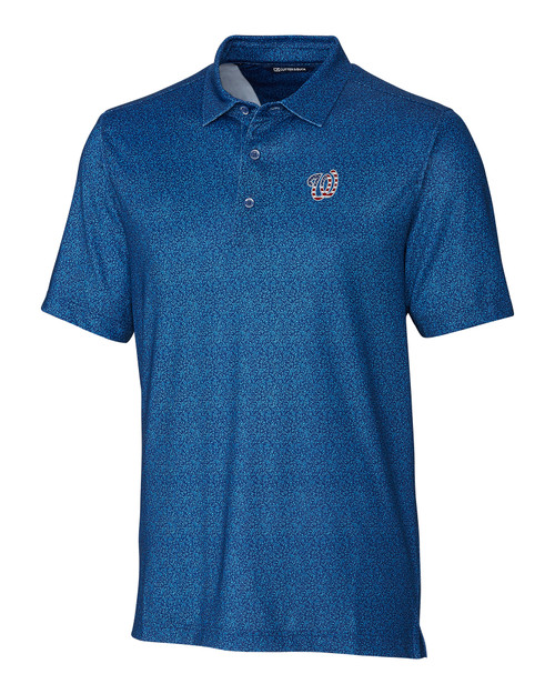 Washington Nationals Stars & Stripes Cutter & Buck Pike Micro Floral Print Stretch Mens Polo