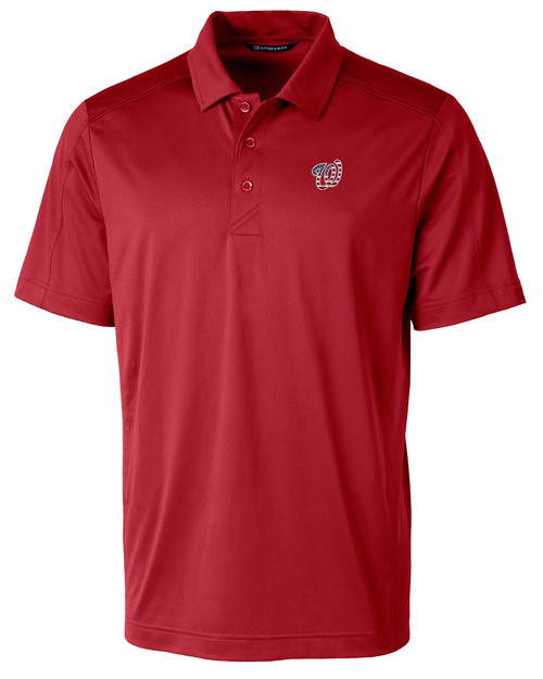 Washington Nationals Stars & Stripes Cutter & Buck Prospect Eco Textured Stretch Recycled Mens Short Sleeve Polo