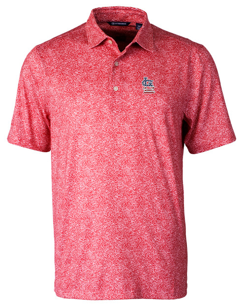 St. Louis Cardinals Stars & Stripes Cutter & Buck Pike Constellation Print Stretch Mens Polo