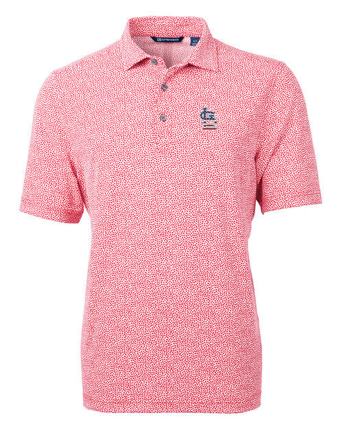 St. Louis Cardinals Stars & Stripes Cutter & Buck Virtue Eco Pique Botanical Print Recycled Mens Polo