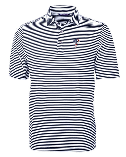 Philadelphia Phillies Stars & Stripes Cutter & Buck Virtue Eco Pique Stripe Recycled Mens Polo