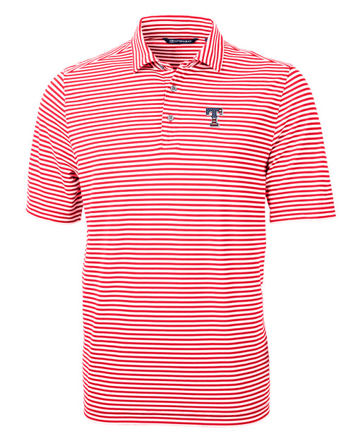 Men's Cutter & Buck Gray Texas Rangers Forge Pencil Stripe Stretch Polo