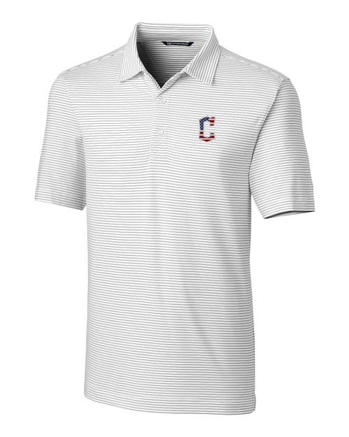 Cleveland Guardians Stars & Stripes Cutter & Buck Forge Pencil Stripe Stretch Mens Big and Tall Polo