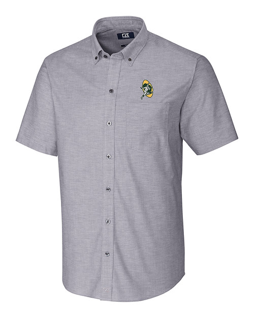 Green Bay Packers Historic Cutter & Buck Stretch Oxford Mens Big and Tall Short Sleeve Dress Shirt