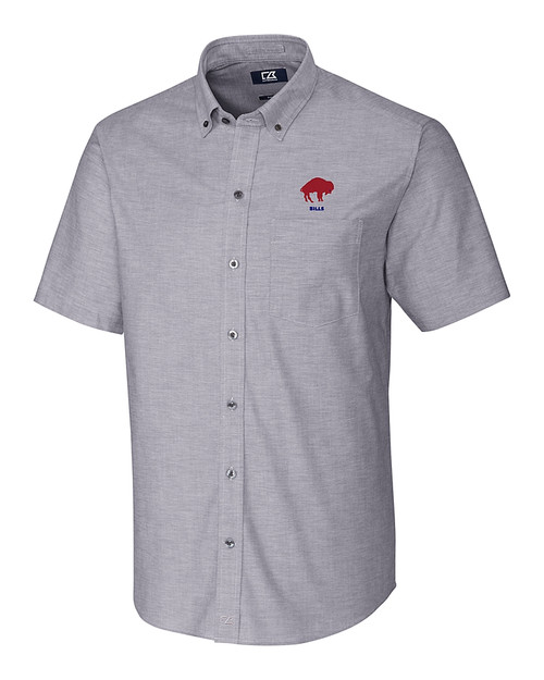 Buffalo Bills Historic Cutter & Buck Stretch Oxford Mens Big and Tall Short Sleeve Dress Shirt