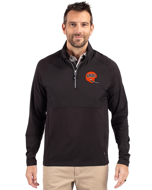 Cincinnati Bengals Historic Cutter & Buck Adapt Eco Knit Hybrid Recycled Mens Quarter Zip