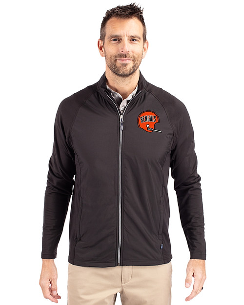 Cincinnati Bengals Historic Cutter & Buck Adapt Eco Knit Hybrid Recycled Mens Big & Tall Full Zip Jacket