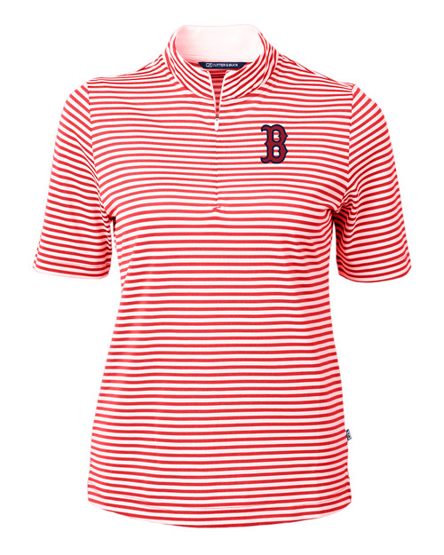 Boston Red Sox Cutter & Buck Stretch Oxford Stripe Womens Long Sleeve Dress  Shirt - Cutter & Buck