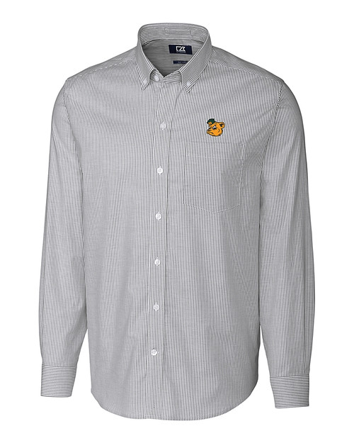 Baylor Sailor Bear College Vault Cutter & Buck Stretch Oxford Stripe Mens Long Sleeve Dress Shirt