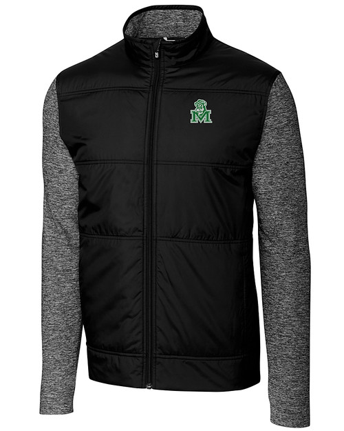 Marshall Thundering Herd College Vault Cutter & Buck Stealth Hybrid Quilted Mens Big and Tall Full Zip Windbreaker Jacket