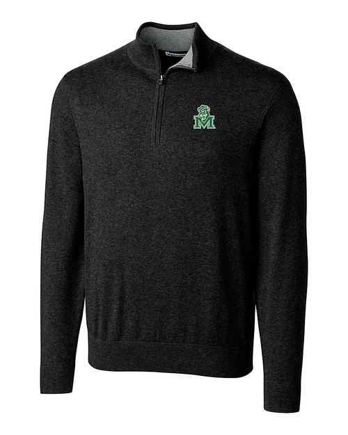 Marshall Thundering Herd College Vault Cutter & Buck Lakemont Tri-Blend Mens Big and Tall Quarter Zip Pullover Sweater