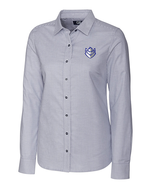 Saint Louis Billikens Cutter & Buck Stretch Oxford Stripe Womens Long Sleeve Dress Shirt