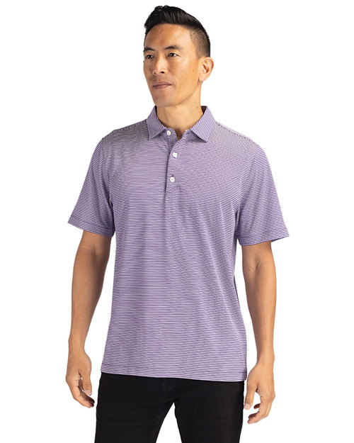 Texas Rangers Cutter & Buck Forge Eco Heathered Stripe Stretch Recycled Polo  - Heather Gray