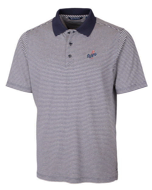 Los Angeles Dodgers Cooperstown Cutter & Buck Forge Tonal Stripe Stretch Mens Big and Tall Polo
