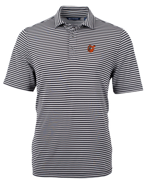 Baltimore Orioles Cooperstown Cutter & Buck Virtue Eco Pique Stripe Recycled Mens Big and Tall Polo