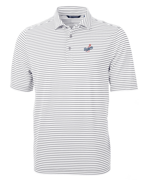 Los Angeles Dodgers Cooperstown Cutter & Buck Virtue Eco Pique Stripe Recycled Mens Big and Tall Polo