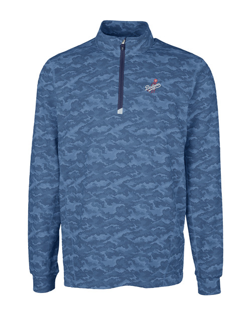 Los Angeles Dodgers Cooperstown Cutter & Buck Traverse Camo Print Stretch Quarter Zip Mens Big and Tall Pullover