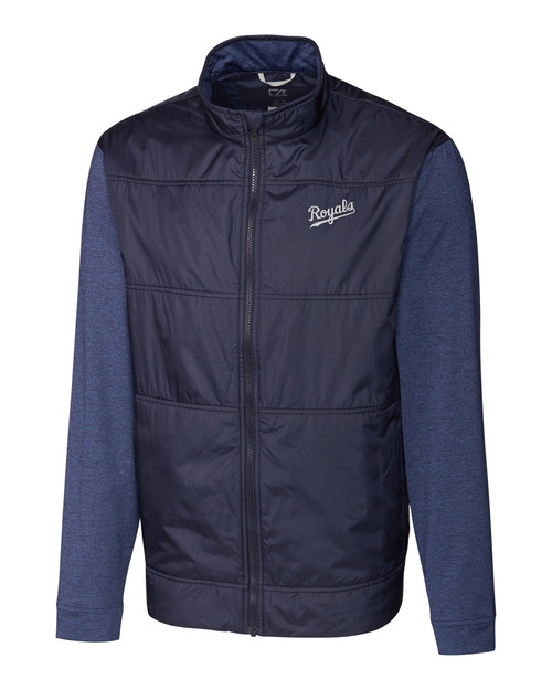 Kansas City Royals Cooperstown Cutter & Buck Stealth Hybrid Quilted Mens Big and Tall Full Zip Windbreaker Jacket
