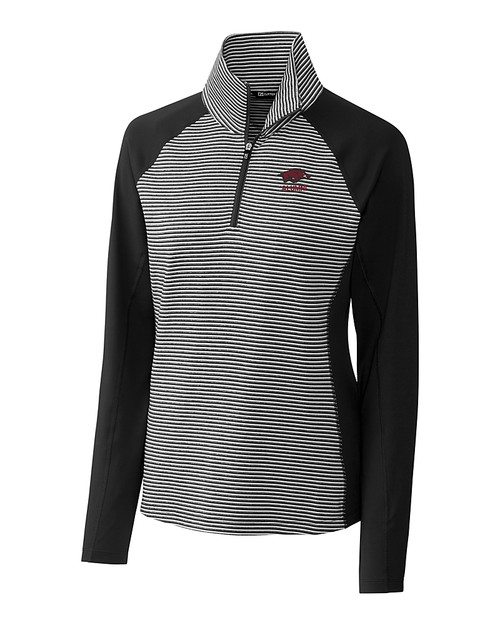 Arkansas Razorbacks Alumni Cutter & Buck Forge Tonal Stripe Stretch Half Zip Womens Top